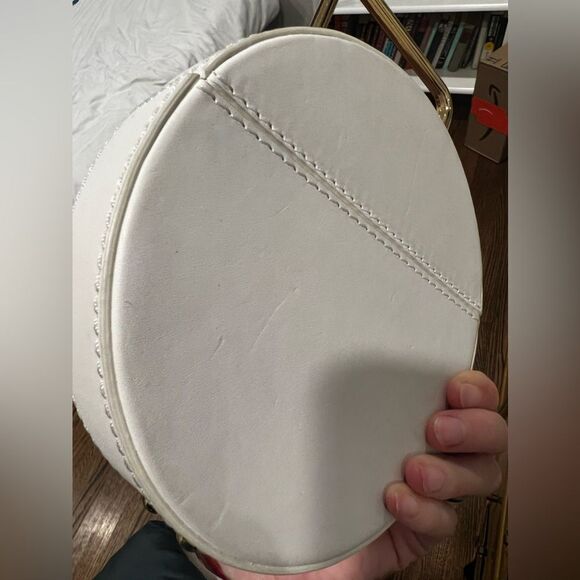 Rachel Comey Rider Circle Bag Ivory White Leather Round Brass Top Handle Rare - Picture 14 of 15